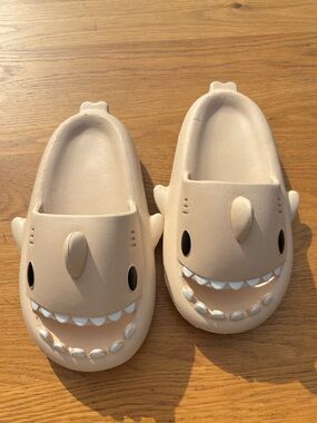 Beige Shark Slip-Ons